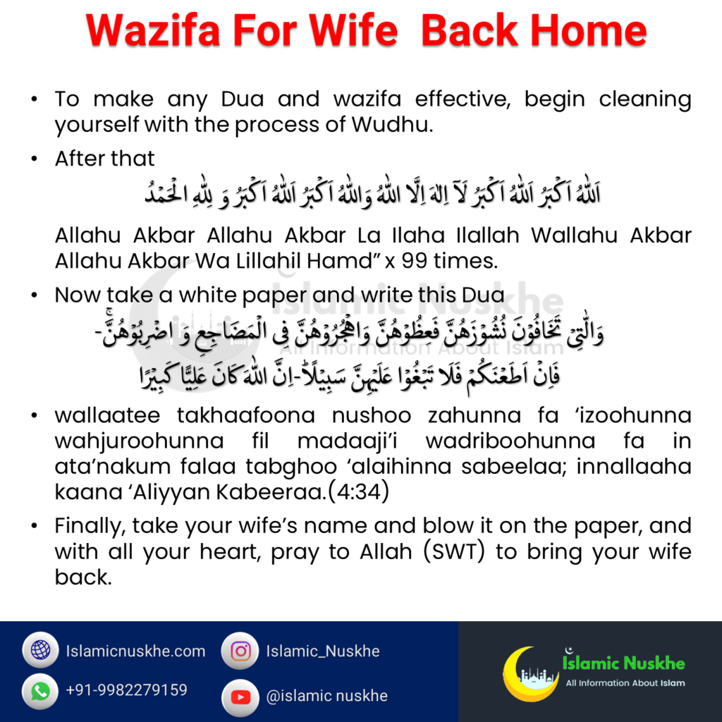 Wazifa For Wife Back Home