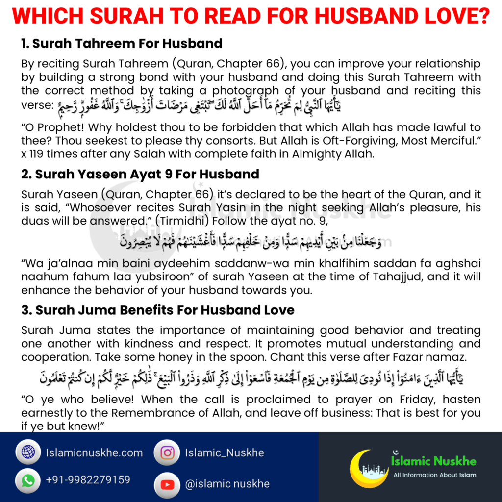 Which Surah To Read For Husband Love?