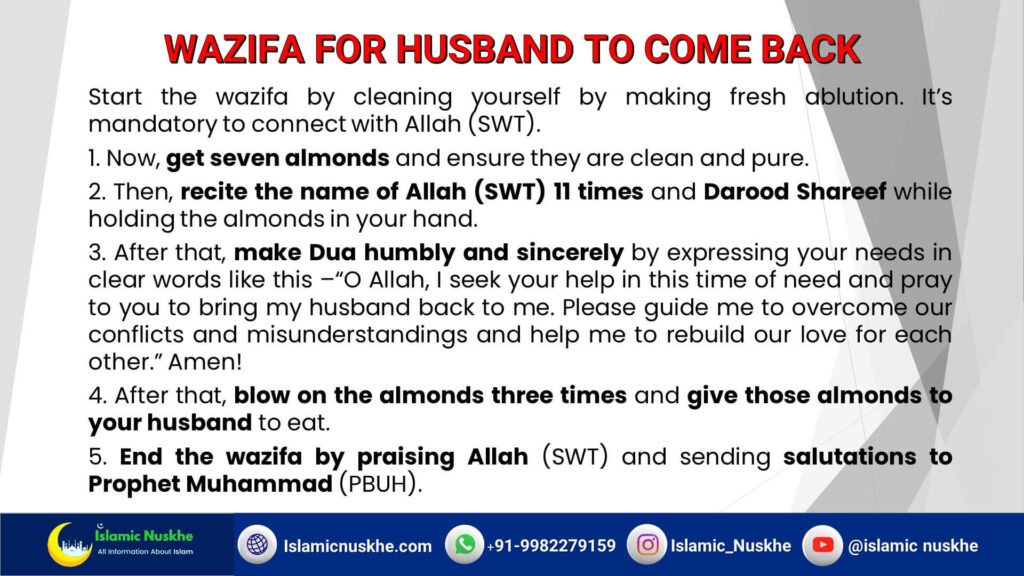 Wazifa for husband to come back