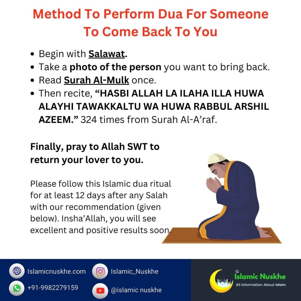 Method To Perform Dua For Someone To Come Back To You